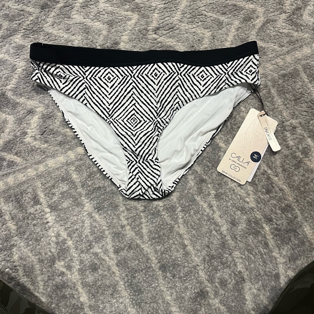 Black and White Full Coverage Bikini Bottoms- Size small